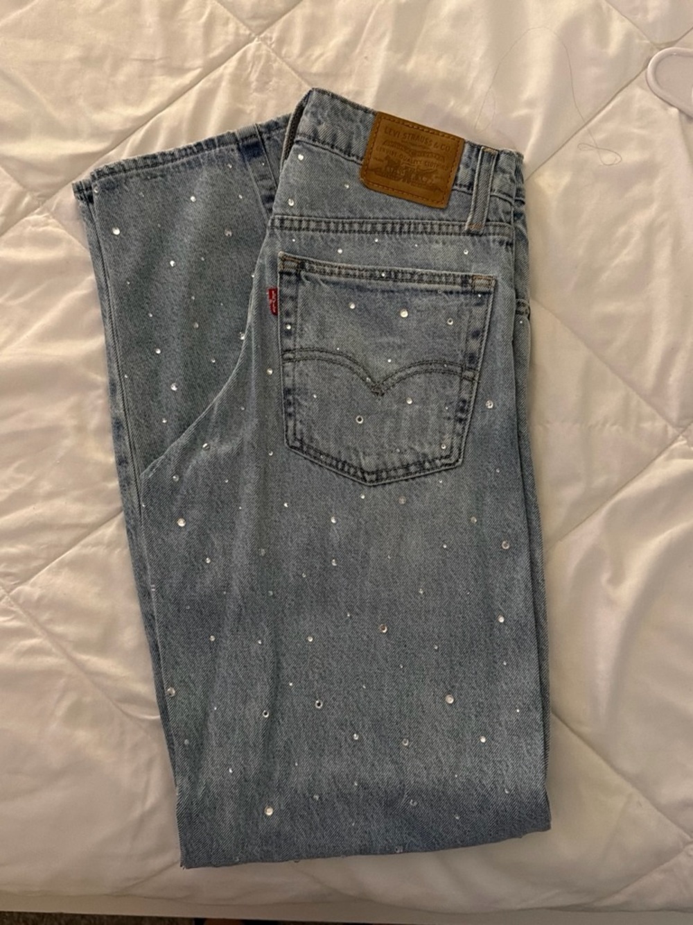 Levi's Light Blue Straight Jeans with Crystal Studs